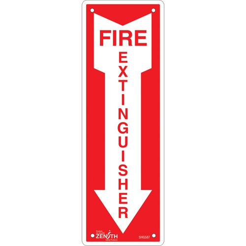 "Fire Extinguisher" Sign, 12" x 4", Aluminum, English with Pictogram NRZ Safety Inc.