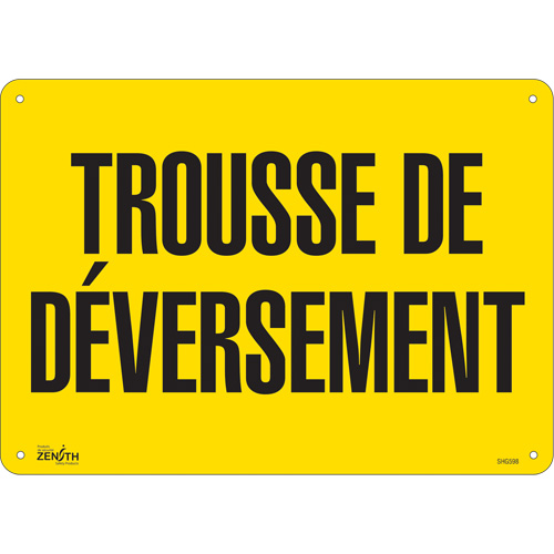 Enseigne  Trousse de d&eacute;versement , 10" x 14", Plastique, Français NRZ Safety Inc.