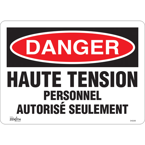 "Haute tension" Sign, 10" x 14", Vinyl, French NRZ Safety Inc.