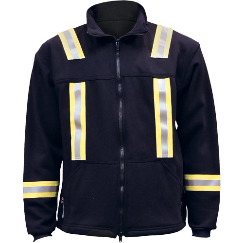 Flame Resistant Striped Full Zip Fleece Jacket, Medium, Navy Blue NRZ Safety Inc.