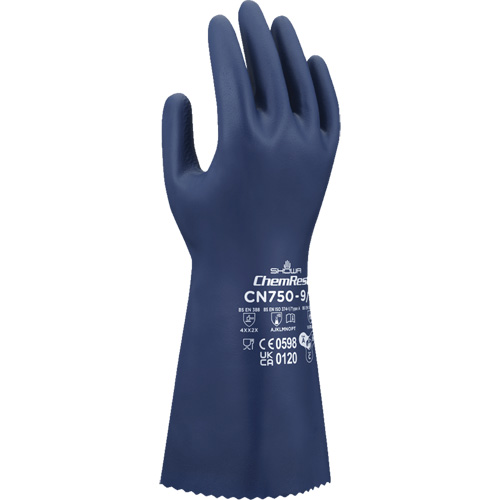 CN750 Chemical-Resistant Gloves, Size Small/7, 13" L, Nitrile, 18-mil NRZ Safety Inc.