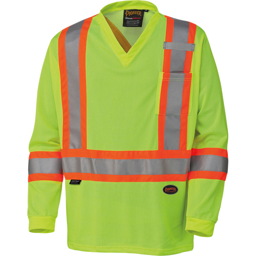 6985 Chandail de s&eacute;curit&eacute; &agrave; manches longues pour circulation en micromaille, Petit, Jaune lime haute visibilit&eacute; NRZ Safety Inc.