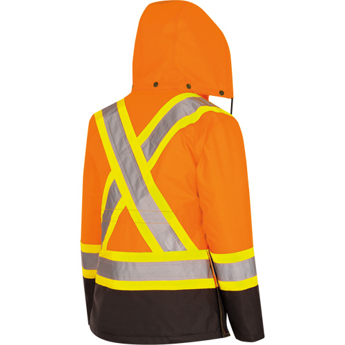 5020BBW Manteau 7 en 1 imperm&eacute;able pour femmes avec capuchon, Polyester/Polyur&eacute;thane, Orange haute visibilit&eacute;, T-petit NRZ Safety Inc.