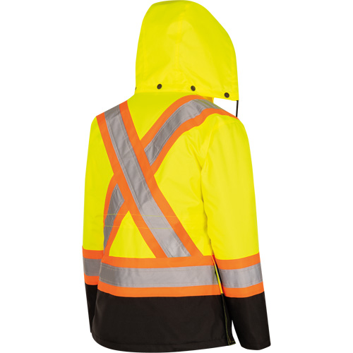 5021BBW Manteau 7 en 1 imperm&eacute;able pour femmes avec capuchon, Polyester/Polyur&eacute;thane, Jaune lime haute visibilit&eacute;, T-petit NRZ Safety Inc.