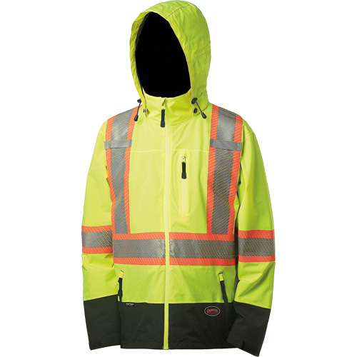 5221 Manteau de s&eacute;curit&eacute; imperm&eacute;able &agrave; coquille souple de premi&egrave;re qualit&eacute;, Polyester, Jaune lime haute visibilit&eacute;, Petit NRZ Safety Inc.