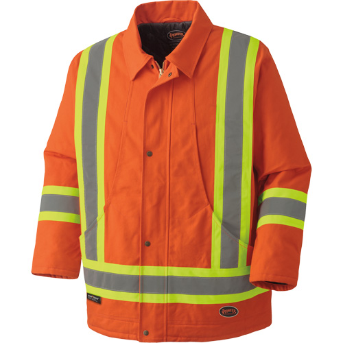 5537A Quilted Duck Safety Parka, High Visibility Orange, Small NRZ Safety Inc.