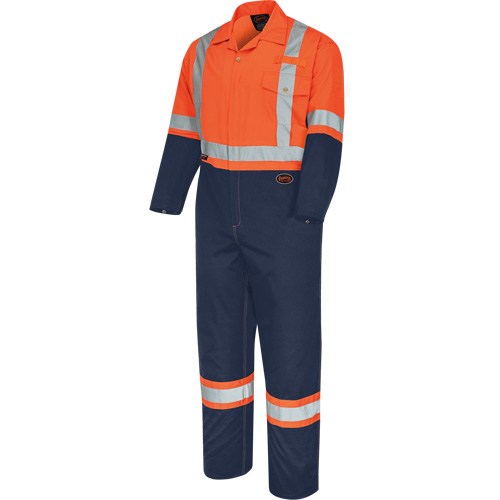 5514BB 2-Tone Safety Coveralls with Zipper Closure, 36, High Visibility Orange/Navy Blue NRZ Safety Inc.