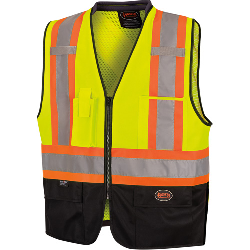 6895 Veste de s&eacute;curit&eacute; haute visibilit&eacute; bicolore avec fermeture &agrave; glissi&egrave;re sur tout le devant, Noir/Jaune lime haute visibilit&eacute;, 2T-Grand/3T-Grand, Polyester NRZ Safety Inc.