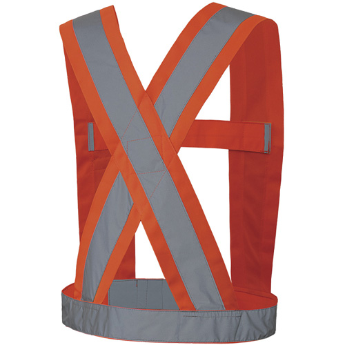 5491 High-Visibility 4" Wide Adjustable Safety Sash, Meets/Exceeds CSA Z96 Class 2 - Level 2, High Visibility Orange, Silver Reflective Colour, One Size NRZ Safety Inc.