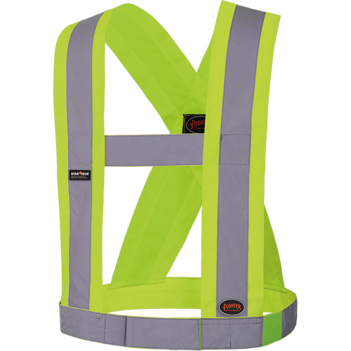 5493 High-Visibility 4" Wide Adjustable Safety Sash, Meets/Exceeds CSA Z96 Class 2 - Level 2, High Visibility Lime-Yellow, Silver Reflective Colour, One Size NRZ Safety Inc.