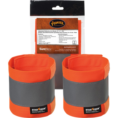 140A Brassard r&eacute;fl&eacute;chissant ajustable orange haute visibilit&eacute; de 14" X 4" NRZ Safety Inc.