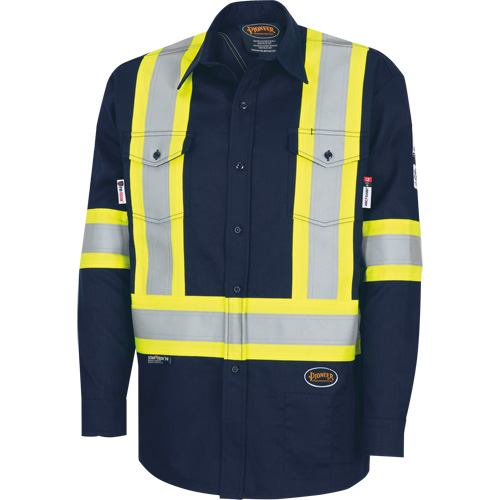 7742SF Chemise de s&eacute;curit&eacute; haute visibilit&eacute; r&eacute;sistant aux arcs &eacute;lectriques 88/12 FR-Tech, Petit, Bleu marin NRZ Safety Inc.