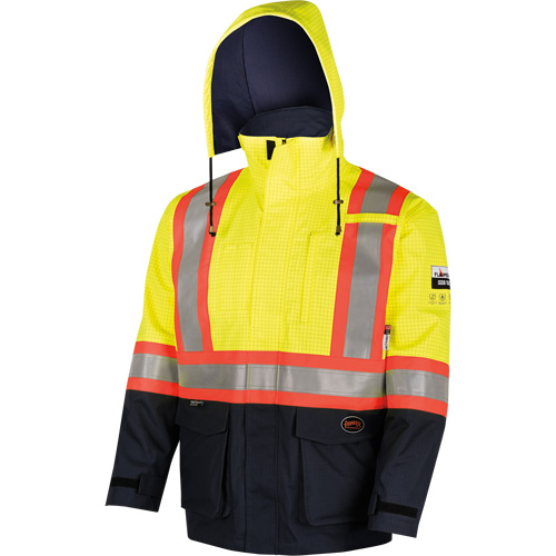4485 Defender&reg; FR/Arc/Antistatic Trilaminate Safety Jacket, Small, Black/High Visibility Yellow, 11 cal/cm² NRZ Safety Inc.