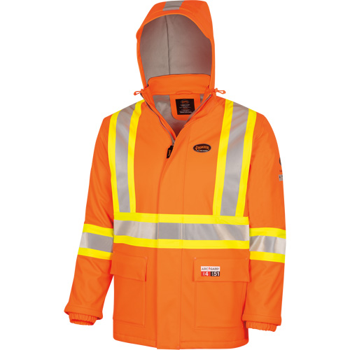 5884 Flash-Gard&reg; FR/Arc-Rated Waterproof Jacket with Hood, Small, High Visibility Orange, 51 cal/cm² NRZ Safety Inc.