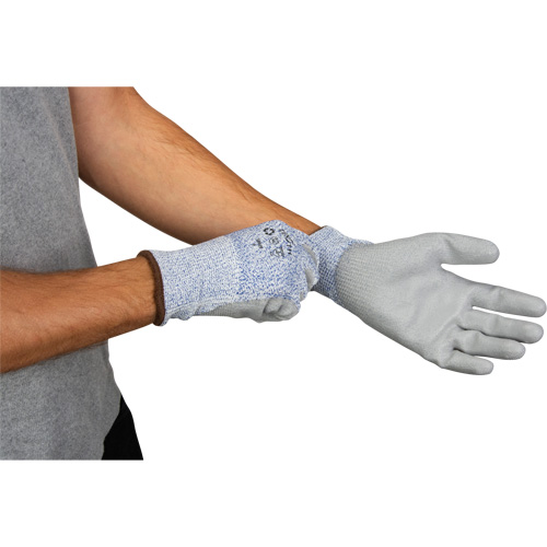 Eco-Friendly Stretch Cut-Resistant Gloves, Size 8, 13 Gauge, Polyurethane Coated, HPPE/RPET Shell, ASTM ANSI Level A2 NRZ Safety Inc.