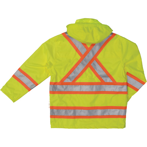 Manteau de s&eacute;curit&eacute; imperm&eacute;able en tissu ind&eacute;chirable Ripstop, Polyester, Petit, Jaune lime haute visibilit&eacute; NRZ Safety Inc.