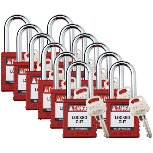 Velocity Lockout Padlocks, Red, Keyed Different, Nylon, 1-1/2" Width NRZ Safety Inc.