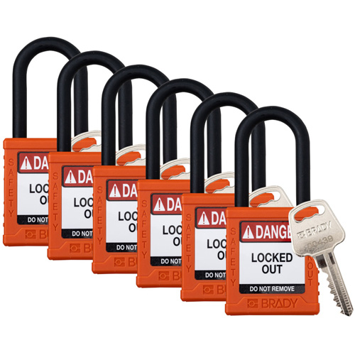 Velocity Lockout Padlocks, Orange, Keyed Alike, Nylon, 1-1/2" Width NRZ Safety Inc.