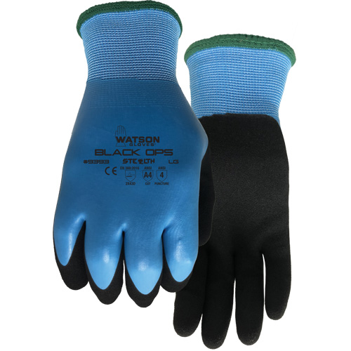 Gants hydrofuges Stealth Black Ops, Taille Petit, Calibre 15, Rev&ecirc;tement Latex de caoutchouc, Enveloppe en Fibre de verre/Polyester, ASTM ANSI niveau A4 NRZ Safety Inc.