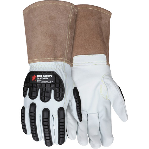Gants en cuir pour le soudage, Moyen, Paume en Ch&egrave;vre, Poignet Manchette NRZ Safety Inc.