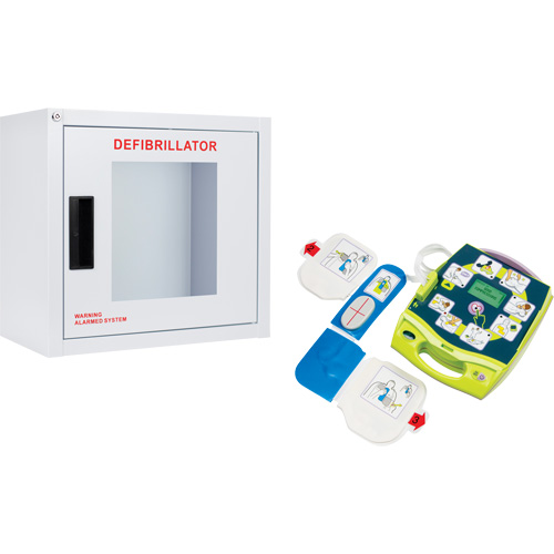 AED Plus&reg; Defibrillator & Wall Cabinet Kit, Semi-Automatic, French, Class 4 NRZ Safety Inc.