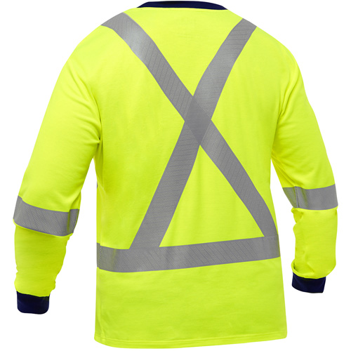 Chemise &agrave; manches longues et X au dos Bisley, Poly-coton, Petit, Jaune lime haute visibilit&eacute; NRZ Safety Inc.