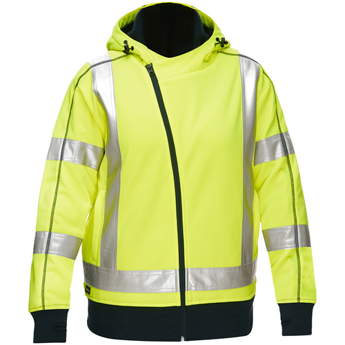 Bisley&reg; X-Back Women's Contoured Full Zip Hooded Sweatshirt with Sherpa Lining, 2X-Large, High Visibility Lime-Yellow NRZ Safety Inc.