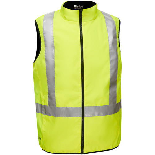 Veste bouffante r&eacute;versible avec X au dos Bisley, Jaune lime haute visibilit&eacute;, Petit, Polyester NRZ Safety Inc.