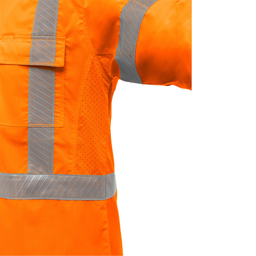 Chemise de travail &agrave; manches longues et X au dos Bisley avec X-Airflow, Poly-coton, Petit, Orange haute visibilit&eacute; NRZ Safety Inc.