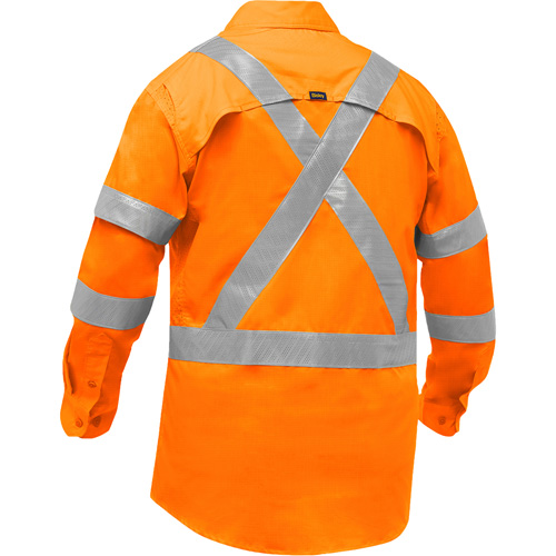 Chemise de travail &agrave; manches longues et X au dos Bisley avec X-Airflow pour femmes, Poly-coton, Petit, Orange haute visibilit&eacute; NRZ Safety Inc.