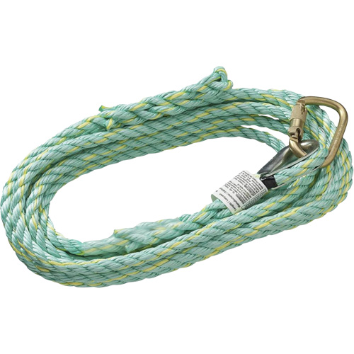 VL-1115-25 Vertical Lifeline Rope with Anchor End Carabiner & Trailing End Back Splice, Copolymer NRZ Safety Inc.