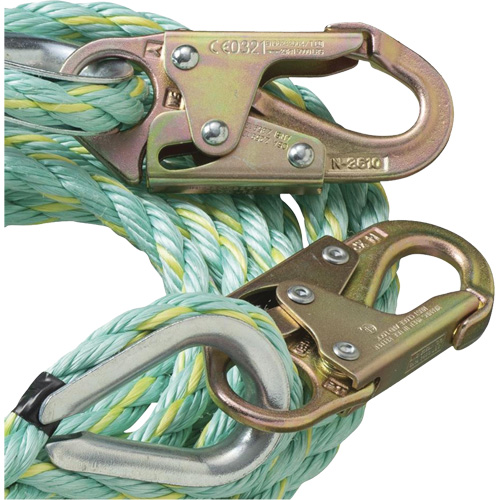 VL-1122-100 Cordage de s&eacute;curit&eacute; vertical avec crochet mousqueton d'ancrage, Copolym&egrave;re NRZ Safety Inc.