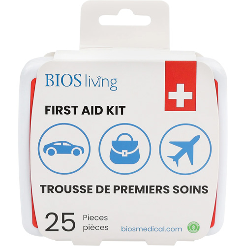 Trousse de premiers soins pour la maison et le voyage de 25 morceaux, Boîte en plastique NRZ Safety Inc.
