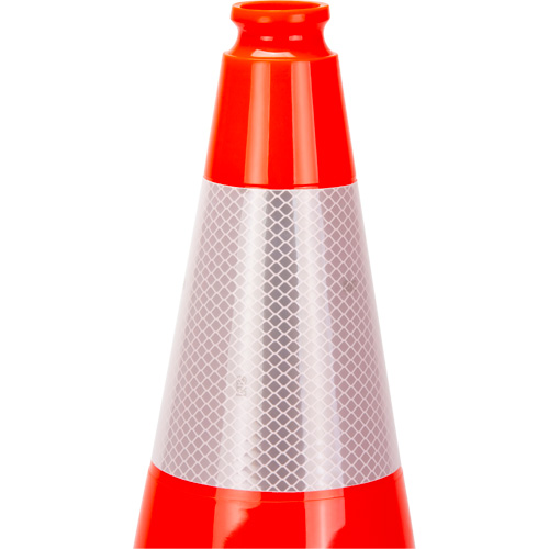 C&ocirc;ne de signalisation de premi&egrave;re qualit&eacute;, 18", Orange, Bande(s) r&eacute;fl&eacute;chissante(s) 6" NRZ Safety Inc.