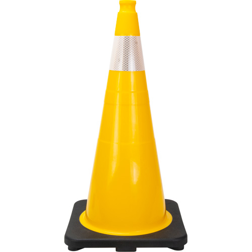 C&ocirc;ne de signalisation de premi&egrave;re qualit&eacute;, 28", Jaune, Bande(s) r&eacute;fl&eacute;chissante(s) 4" NRZ Safety Inc.