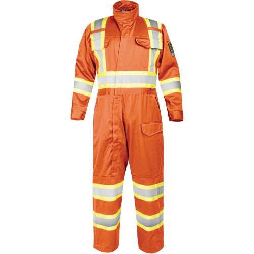 Combinaison ignifug&eacute;e avec bandes haute visibilit&eacute;, Taille Petit, Orange NRZ Safety Inc.