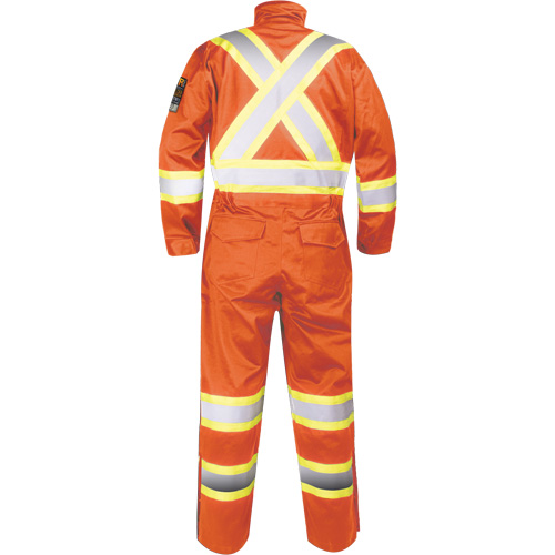 Combinaison ignifug&eacute;e avec bandes haute visibilit&eacute;, Taille Petit, Orange NRZ Safety Inc.