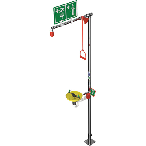 Douche combin&eacute;e avec cuvette ouverte en ABS et entr&eacute;e sup&eacute;rieure, Socle NRZ Safety Inc.