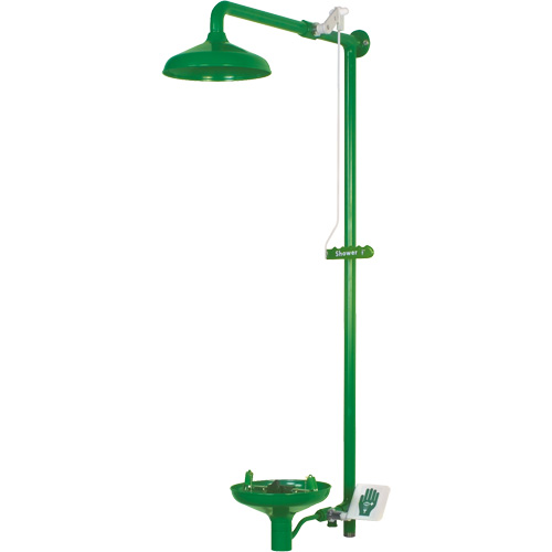 Douche combin&eacute;e pour laboratoire avec cuvette ouverte en ABS, Montage mural NRZ Safety Inc.