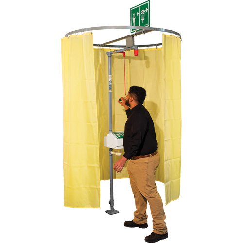 Pipe Mounted Safety Shower Modesty Curtain NRZ Safety Inc.