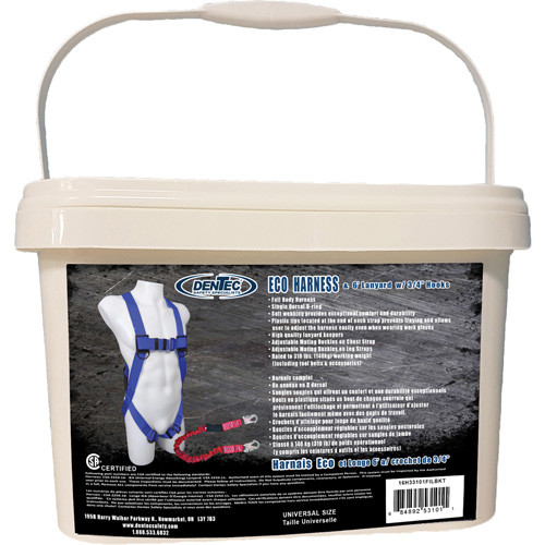 ECO Safety Harness in Pail with 6' Lanyard, CSA Certified, Class A, 255 lbs. Cap. NRZ Safety Inc.