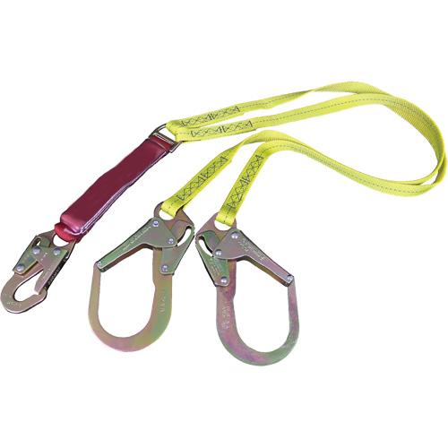 External Energy Absorber Lanyard with 2-1/4" Hooks, 6', Snap Hook Center, Snap Hook Leg Ends, Polyester NRZ Safety Inc.