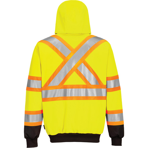 Chandail de s&eacute;curit&eacute; &agrave; capuchon avec bandes contrastantes, Petit, Noir/Jaune lime haute visibilit&eacute; NRZ Safety Inc.