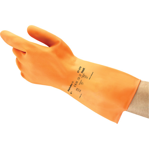 Gants ALPHATEC 87-320, Taille 8, 11,8" lo, Latex de caoutchouc, Doublure en Ouat&eacute;e, 18 mils NRZ Safety Inc.