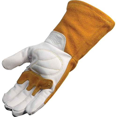 Gants de soudeur TIG/MIG de premi&egrave;re qualit&eacute; avec dos en cuir de vache refendue isol&eacute;es et ignifug&eacute;s Caiman, Cuir fleur de ch&egrave;vre, Taille T-Grand NRZ Safety Inc.