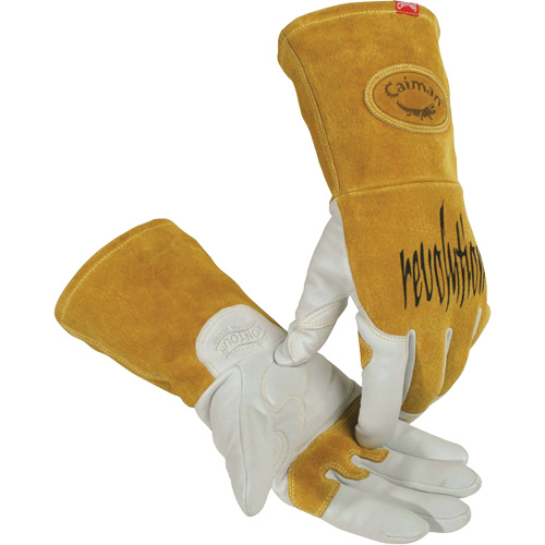 Gants de soudeur TIG/MIG de premi&egrave;re qualit&eacute; avec dos en cuir de vache refendue isol&eacute;es et ignifug&eacute;s Caiman, Cuir fleur de ch&egrave;vre, Taille T-Grand NRZ Safety Inc.