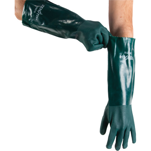 Gants verts &agrave; double enduit, 18" lo, PVC, Doublure en Jersey de coton, 70 mils NRZ Safety Inc.
