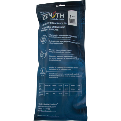Semelles en mousse visco&eacute;lastique, Femmes 5 - 7 NRZ Safety Inc.
