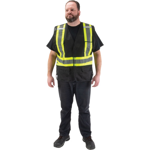 Veste d'arpenteur conforme aux normes de la CSA, Noir, Moyen, Polyester NRZ Safety Inc.