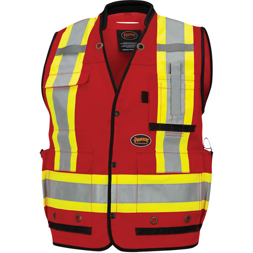 6678 Veste d'arpenteur antimicrobienne haute visibilit&eacute; avec dos en maille, Rouge, Petit, Polyester NRZ Safety Inc.